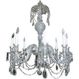 Antique Large Fine English Cut Crystal Eight Light Chandelier