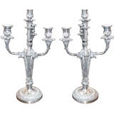 Pair of Silver Plated Bronze Candelabras