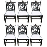 Antique Rare Form Of Chinese Chippendale Set of Six Dining Chairs