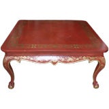 Red Chinoiserie Square Coffee Table