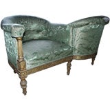 Antique Italian Neoclassical Giltwood  Conversation Chair or Tete-a-tete