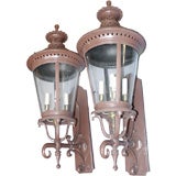 Vintage Painted Pair of Outdoor Lanterns