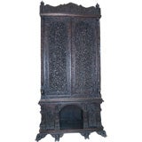 Antique Stunning Massive Anglo Indian Cabinet In Carved Rosewood