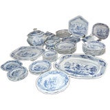 Large Set of Staffordshire Blue and White India Temple Pattern