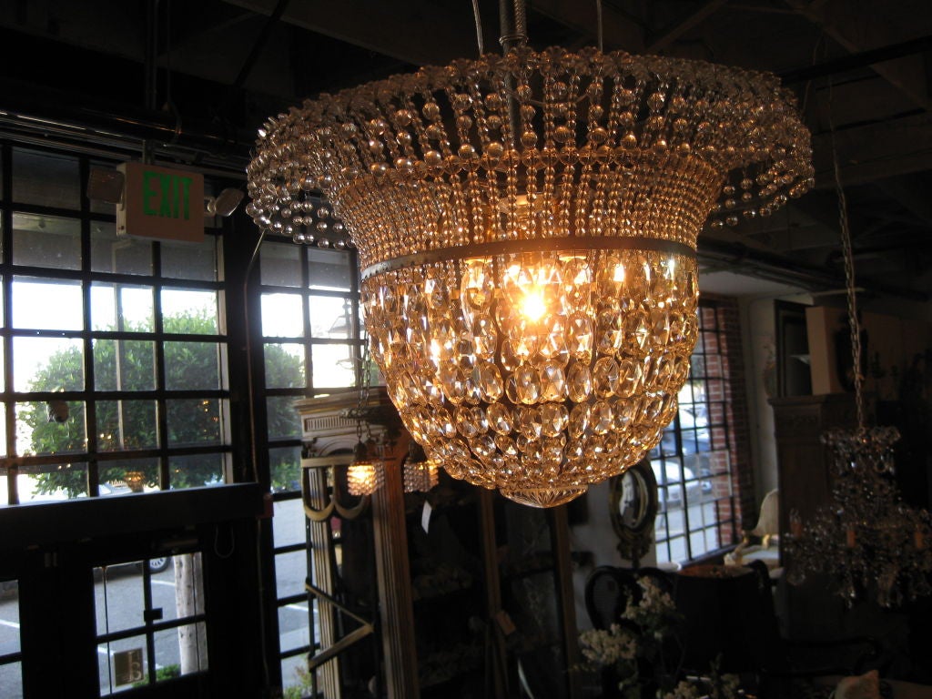 Beaded and cut crystal  Dome Shaped Chandelier