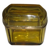 19th C Cut Crystal Box in Yellow