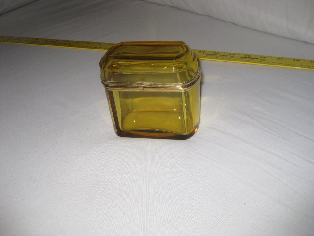 19th C Cut Crystal Box in Yellow