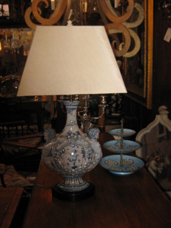 Blue and White Italian Faience Lamp