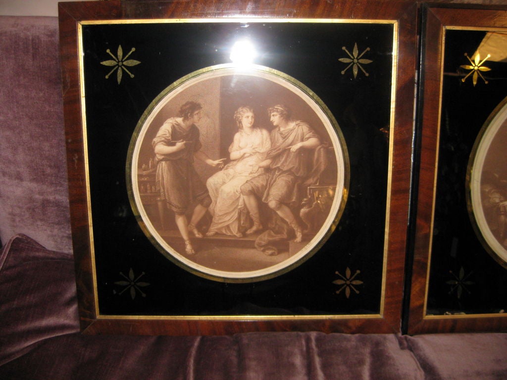 Glass Pair of Thomas Burke Mezzotints egraved after  Angelica Kauffman