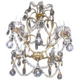 Small four light Italian Chandelier with Glass Pear
