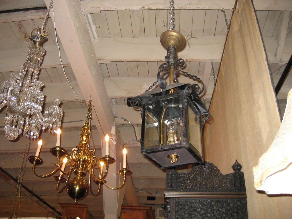 Antique Gas Lantern in Tole Now Electrified