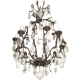 Large Iron and Rock Crystal Chandelier