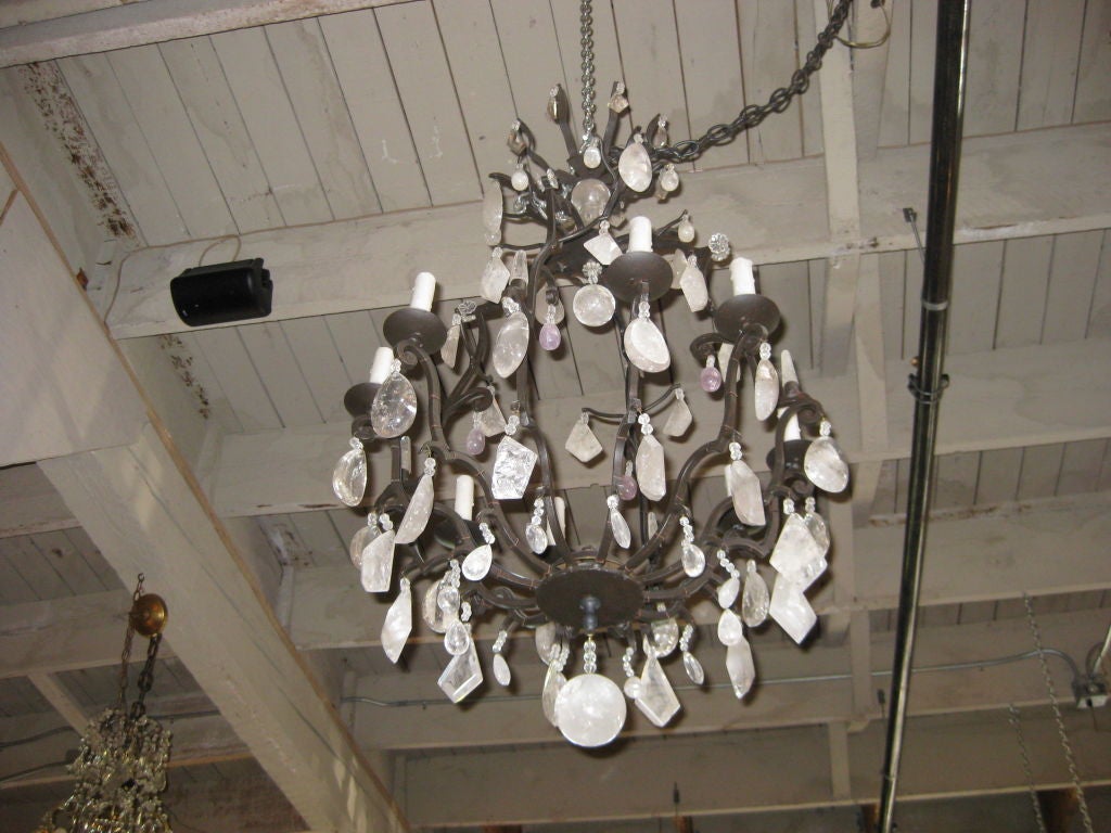 Large Iron and Rock Crystal Chandelier