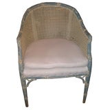 Retro Faux Bamboo Club Chair with Cane and Painted Finish
