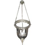Bell Jar Lantern with Pewter Finish and Three Lights
