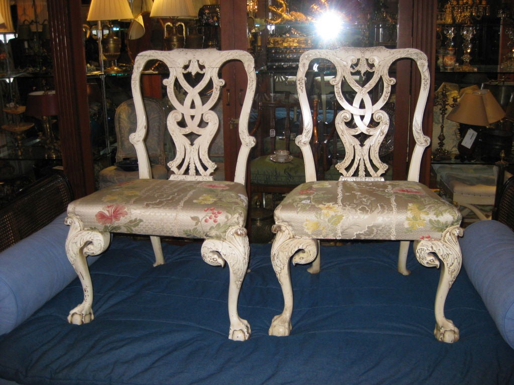 Pair of Painted Chippendale Style Chairs