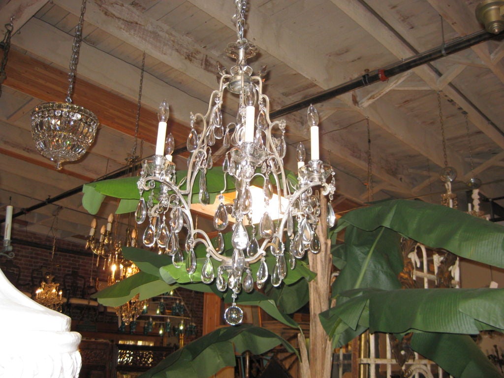 Antique Silvered Bronze French Chandelier