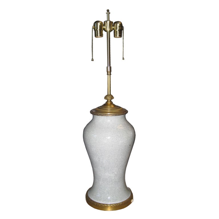 E.F.Caldwell Bronze Mounted Ceramic Lamp For Sale