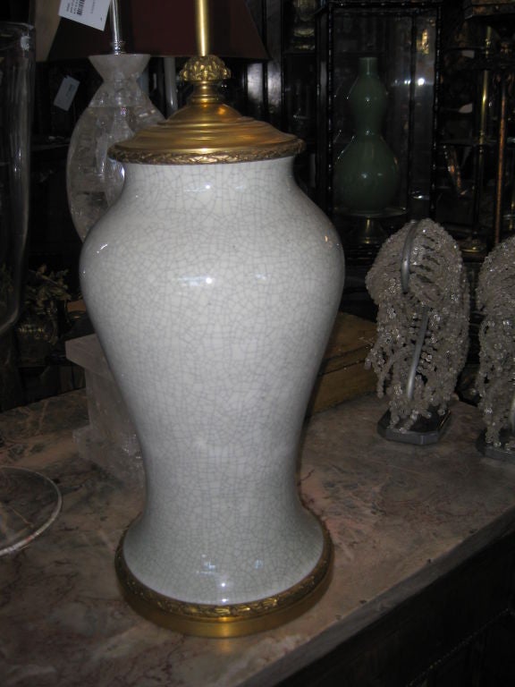 E.F.Caldwell Bronze Mounted Ceramic Lamp For Sale 1