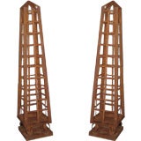 Pair of Rusty Iron Obelisks