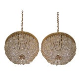 Pair of Empire Style Bronze and Bead Flush Mount Lights