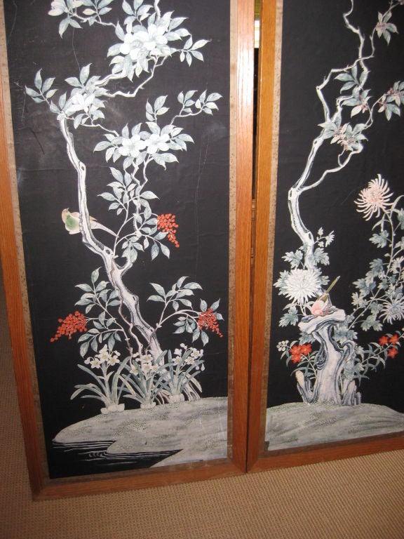 19th Century Pair of Antique Chinese Wall Paper Panels For Sale