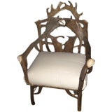 Large Antique Antler Arm Chair