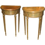 Charming Small Pair of Demilune Tables