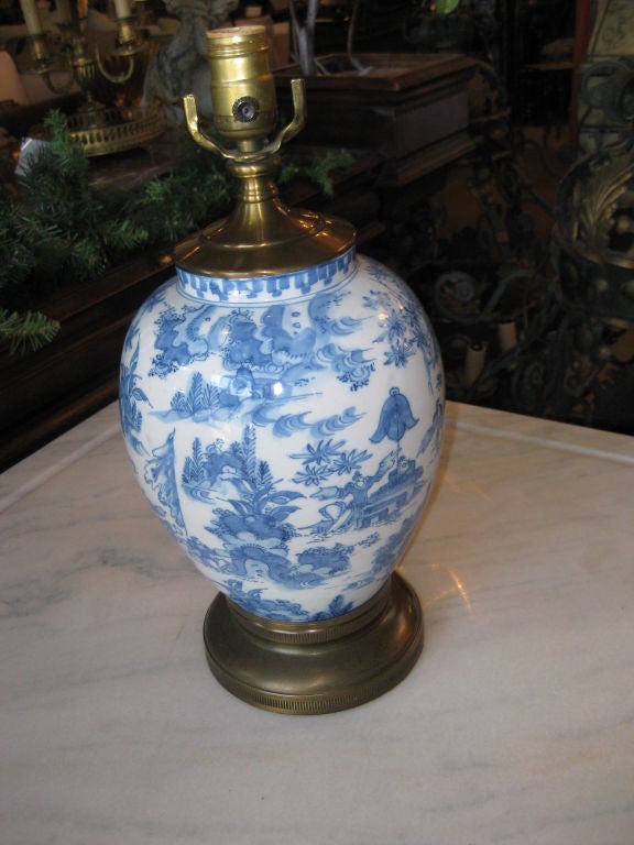 Italian Blue and White Lamp