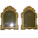 Small Pair of Mirrors  19th C Brass Repousse