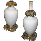 Pair of Antique Blanc de Chine Lamps
