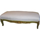 French Foot Stool Painted Green with Gold