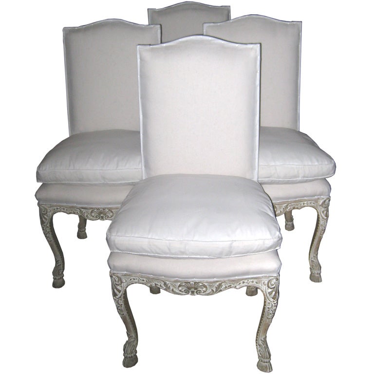 Set of Four  Regence Style Painted Chairs For Sale