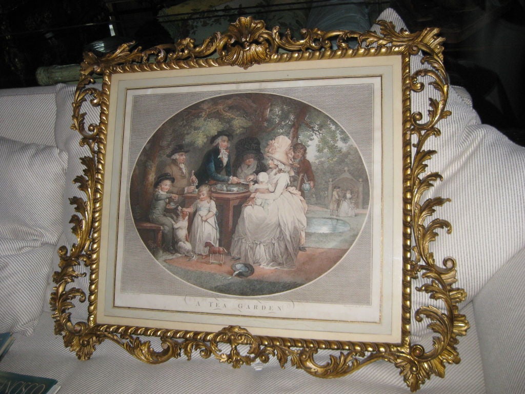 Amazing giltwood framed engraving with carved frame