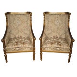 Antique Pair of Early 20th Giltwood French Bergeres