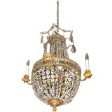 Early 20th C Bronze and Crystal Empire Style Chandelier