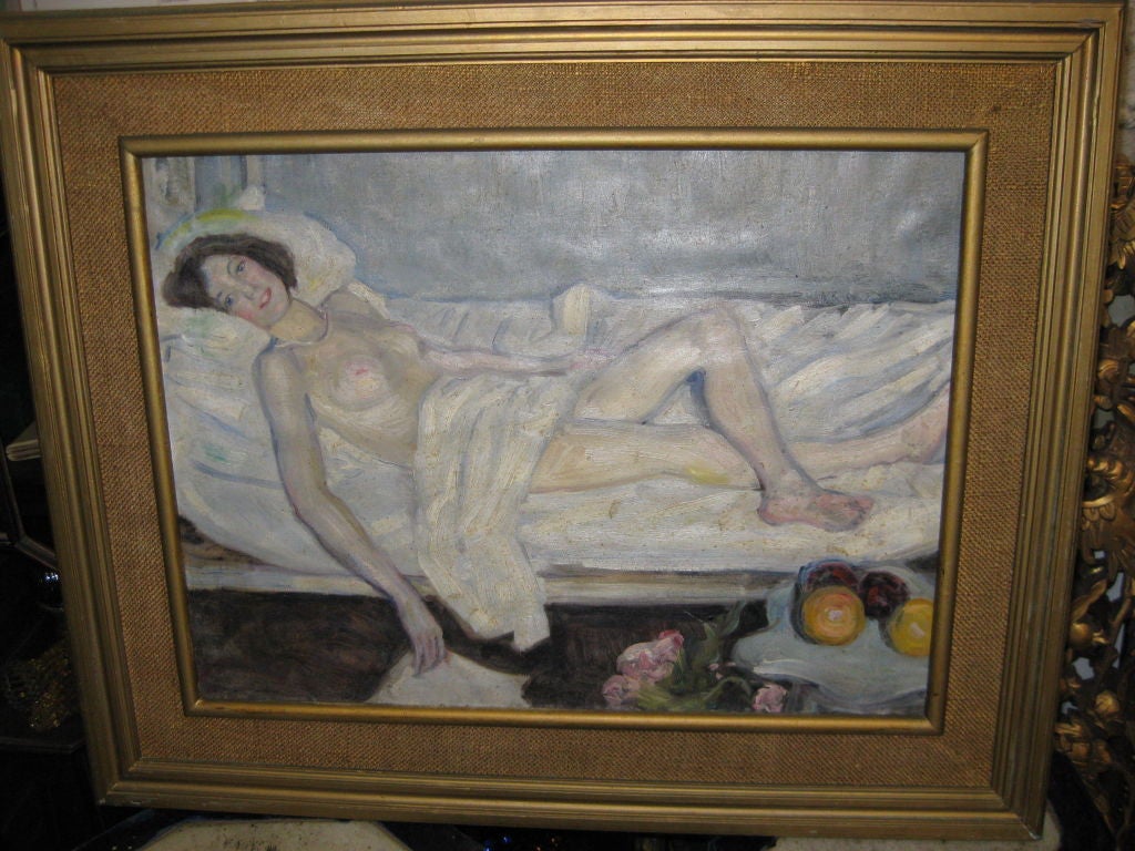 20th C  Unsigned Painting of a Nude Woman For Sale 1