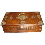 Antique Anglo-Indian Brass Mounted Wood Dressing Box