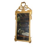 19th C Giltwood Mirror with Bow at the top