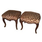 Pair of French Stools In Faux Leopard