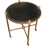 20th C Bronze and Leather Table