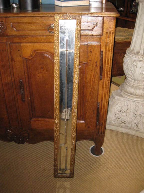Great looking tall narrow etched mirror faced barometer with giltwood frame... Regence style