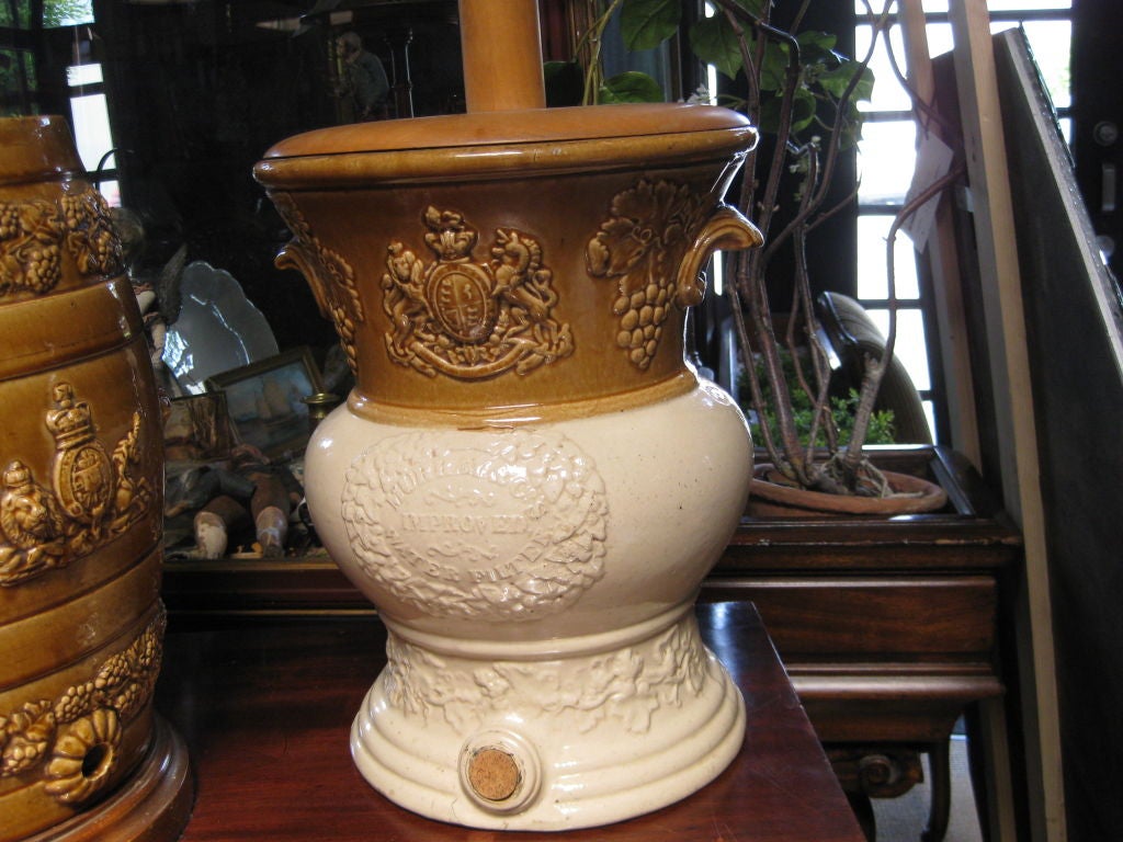 19th C Salt Glazed Water Filter Made into a Lamp