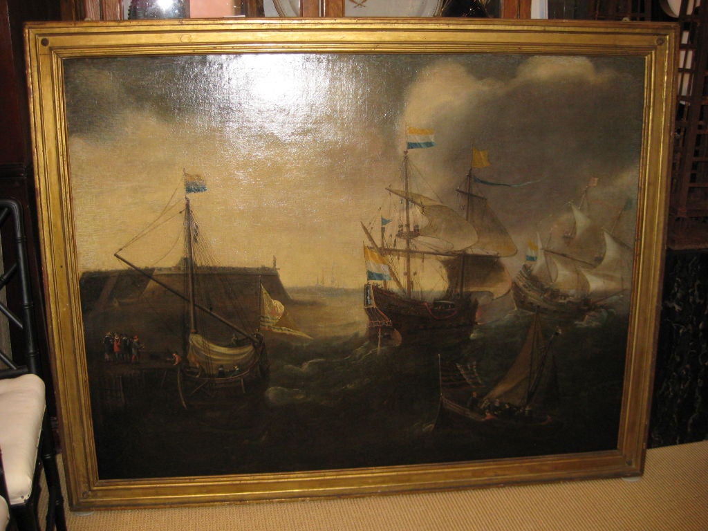Large 17th C Dutch Marine Painting
