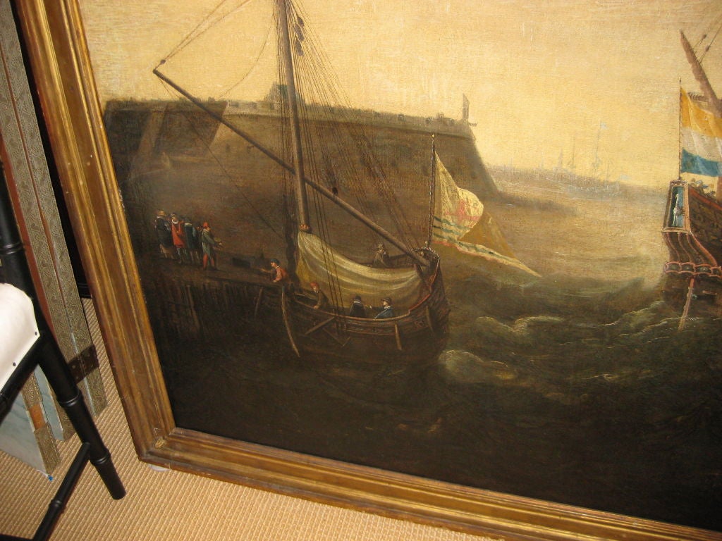 18th Century and Earlier Large 17th C Dutch Marine Painting For Sale