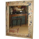 Large Textile Covered Antiqued Mirror