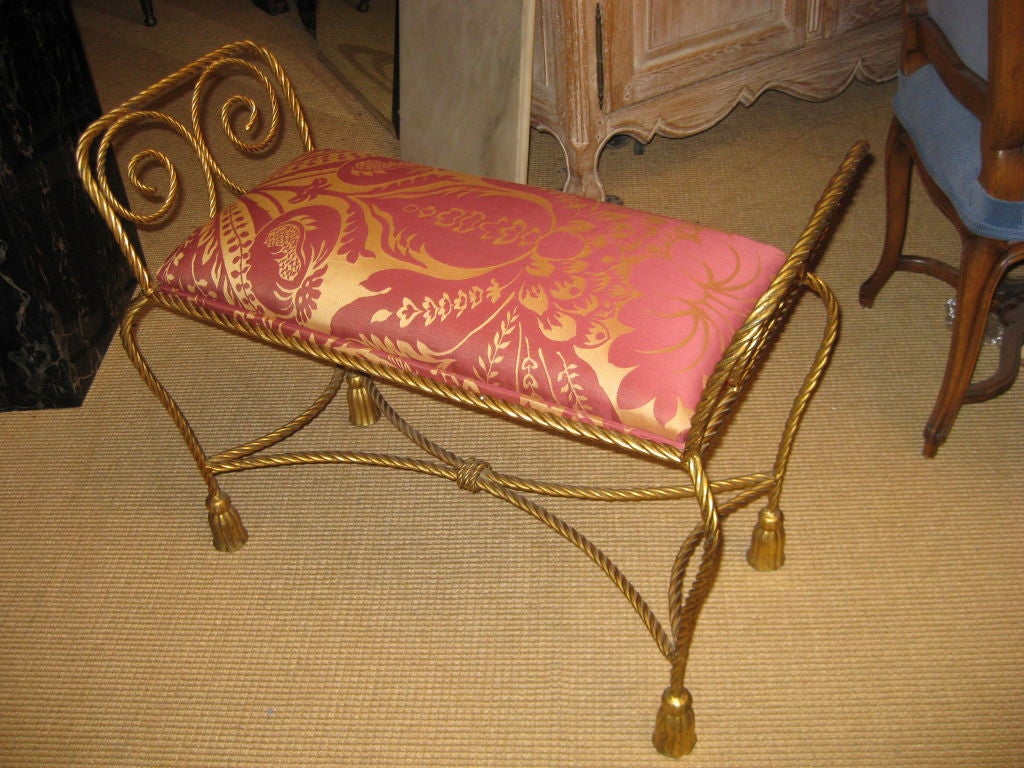 Charming vintage iron bench with seat height of 19