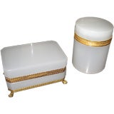 Pair of Italian Opaline Glass Boxes