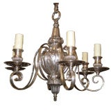 Silvered Bronze Six Light Chandelier by E.F. Caldwell