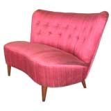 Swedish Art Moderne Loveseat in Rose Colored Silk